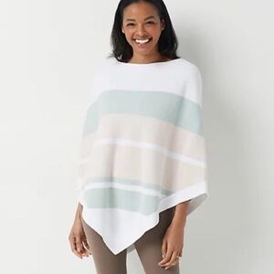 BAREFOOT Dreams CozyChic Ultra Lite Ocean Breeze Poncho Pink Multi Stipe OS